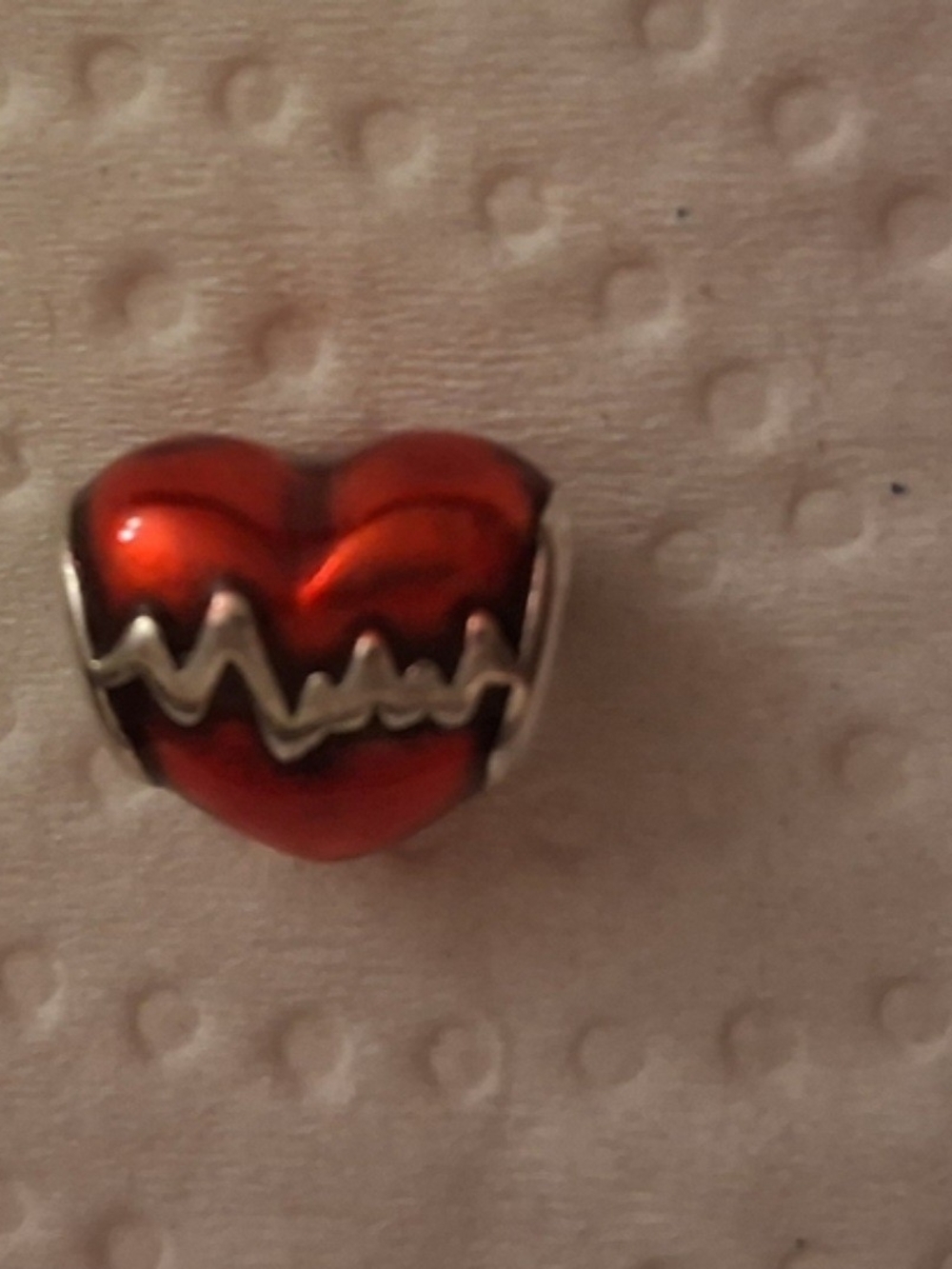Red Enamel Heartbeat Charm Bead for Women's Bracelet